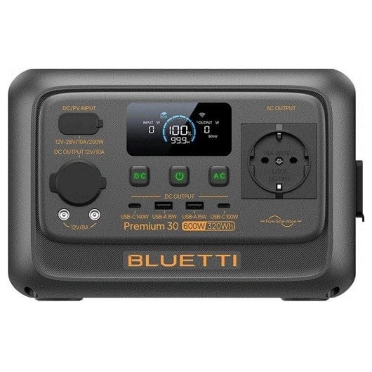 Station d’énergie BLUETTI Premium 30 V2 320Wh 1 port AC 6 ports USB et DC Batterie LiFePO4 Écran LCD Fonction SAI