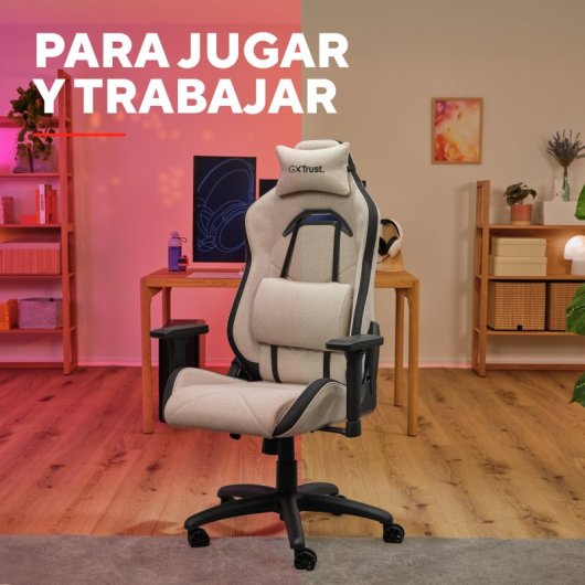 Silla gaming Trust GXT723 Ruya beige respaldo ajustable y reposabrazos 3D