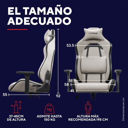 Silla gaming Trust GXT723 Ruya beige respaldo ajustable y reposabrazos 3D