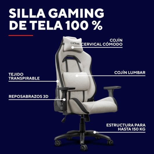 Silla gaming Trust GXT723 Ruya beige respaldo ajustable y reposabrazos 3D