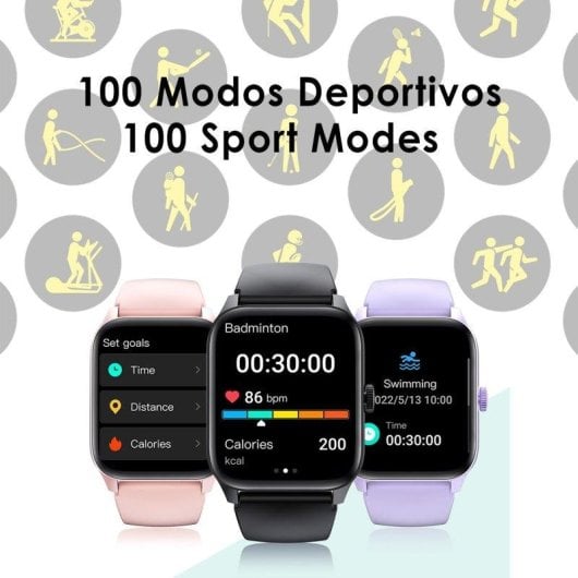 Dam Electronics QS56 Bluetooth 1.83 pouces TFT Noir Taille Unique IP67 SpO2 Pulsomètre Sommeil