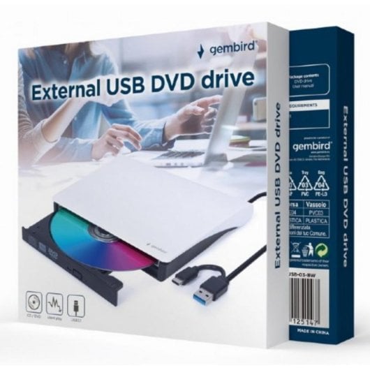 Lecteur optique Gembird DVD-USB-031-BW DVD±RW USB Type-C Noir compact