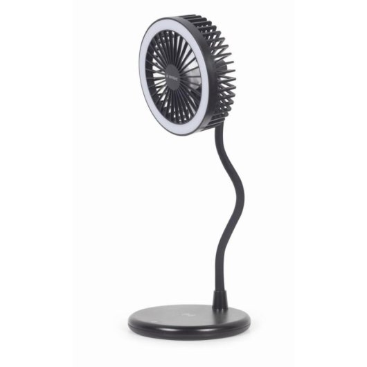 Ventoinha de Mesa Gembird TA-WPC10-LEDFAN-01 15,3W LED Carregamento Sem Fios Altura Ajustável Preto