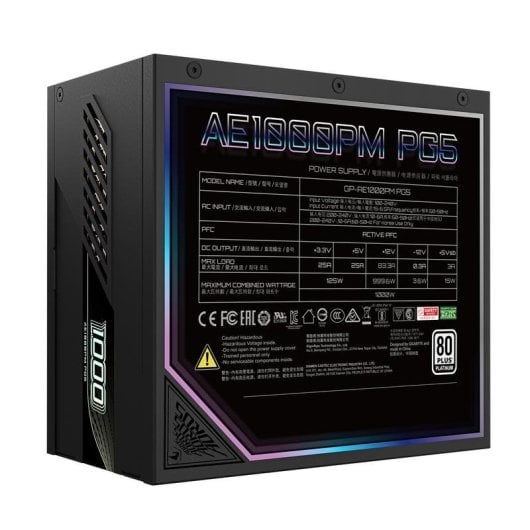 Fuente de Alimentación AORUS ELITE P1000W 1000W Certificación 80 PLUS Platinum modular