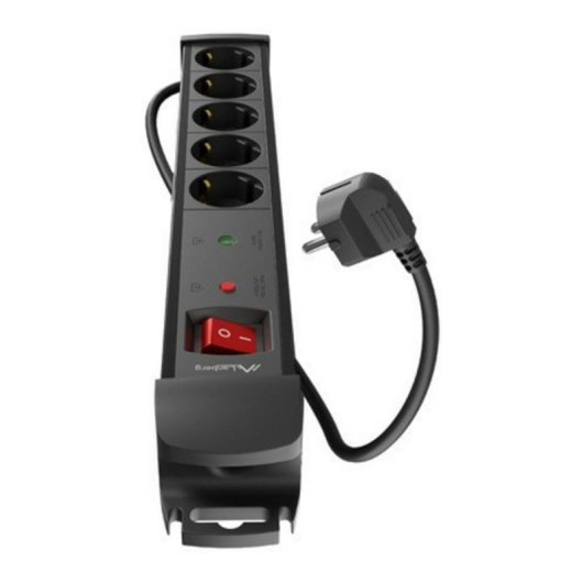 Base múltiple Lanberg SP1-05F-0300-BK 5 tomas 3 m con protección sobrecargas