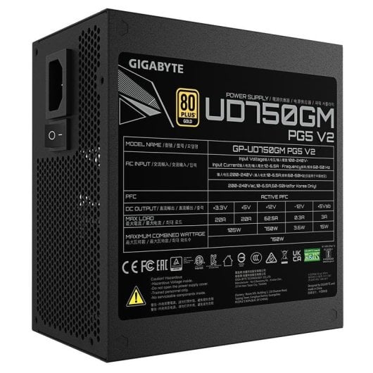 Alimentation Gigabyte UD750GM PG5 V2 750W 80 PLUS Gold modulaire PCIe 5.1 ATX 3.1