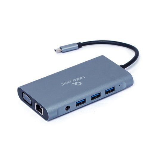Base para portátil Gembird A-CM-COMBO7-01 USB 3.2 Gen 1 HDMI VGA RJ-45 Audio Lector SD Gris