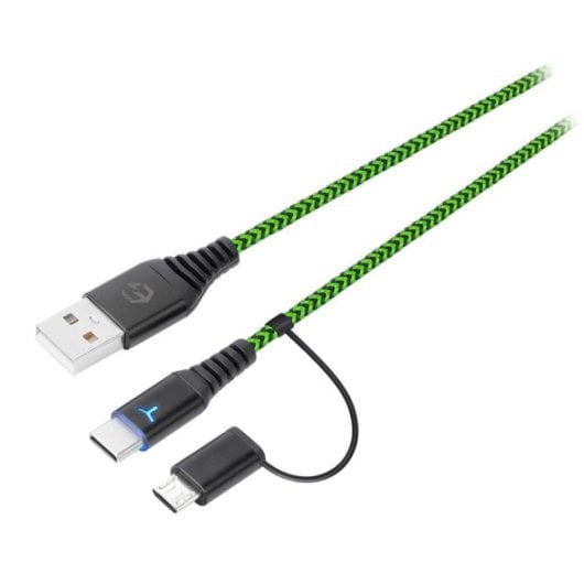 USB-Kabel Egogear SCH10-XX-GN 3 m USB-A auf USB-C blau beleuchtet Micro-USB Adapter