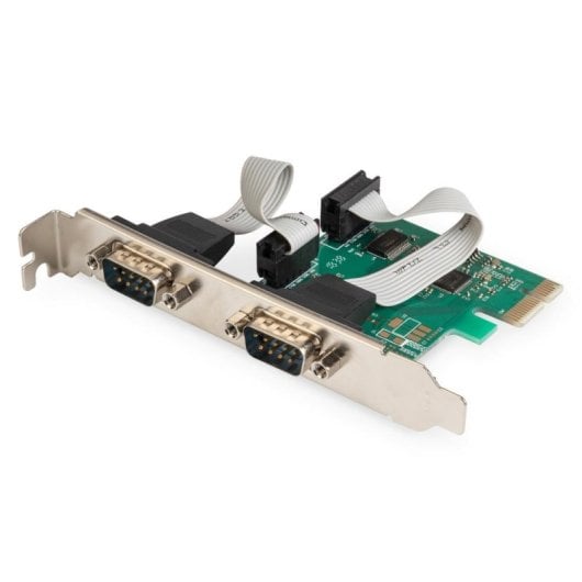 Tarjeta de Red Digitus PCIe 2x RS232 128000 bps Interfaz Serial Bajo CPU