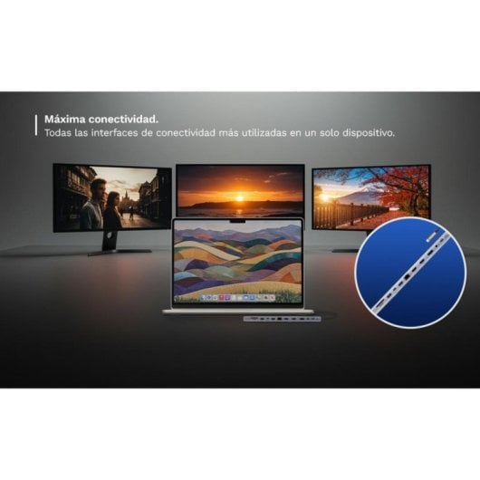 Base de conexión Ewent EW1150 USB-C HDMI DisplayPort 4K PD 100W Aluminio