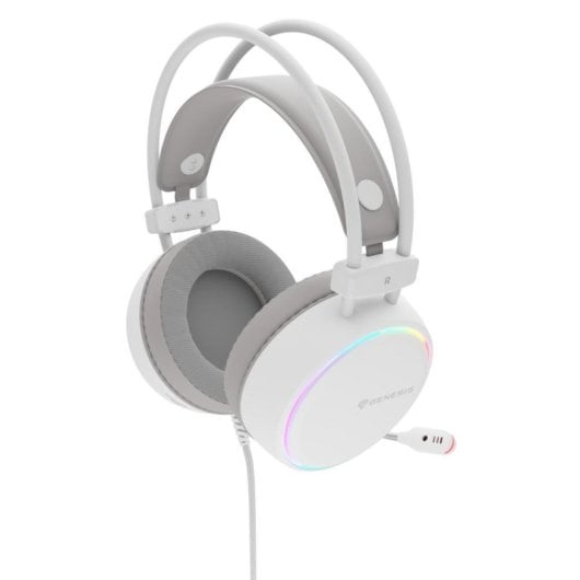 Auriculaires Genesis Neon 613 G2 filaires Jack 3,5 mm/USB pour gaming, rétroéclairage RGB, blanc