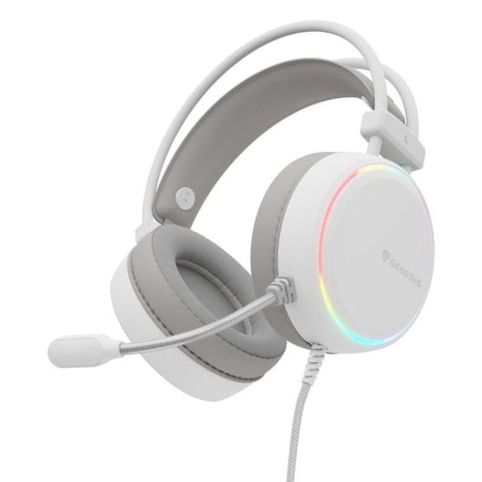 Auriculaires Genesis Neon 613 G2 filaires Jack 3,5 mm/USB pour gaming, rétroéclairage RGB, blanc