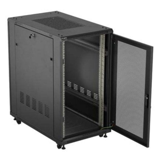 Armário Rack Lanberg FF01-6022-23B 22U 800 kg Porta Perfurada 6 Ventoinhas Preto