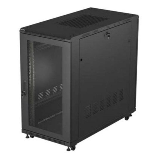 Armário Rack Lanberg FF01-6222-23B 22U 800 kg com ventilação ativa e rodas