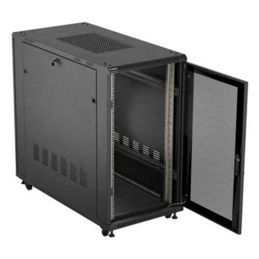 Armário Rack Lanberg FF01-6222-23B 22U 800 kg com ventilação ativa e rodas