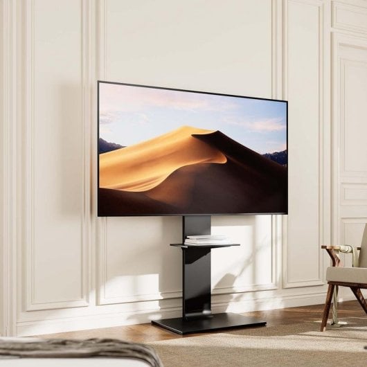 Multimedia-Ständer Aisens ST4002T Bodenständer mit DVD-Ablage höhenverstellbar Schwarz