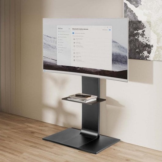 Multimedia-Ständer Aisens ST4002T Bodenständer mit DVD-Ablage höhenverstellbar Schwarz