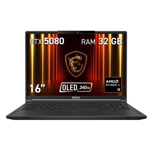 Portátil MSI Stealth A16 AI+ A3XWIG-061ES OLED 16" AMD Ryzen AI 9 HX 370 32GB 1TB SSD RTX 5080 W11