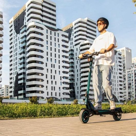 Patinete eléctrico Cecotec Bongo Y65 Connected 500W Autonomía 65km Doble suspensión Ruedas 10" Negro Verde azulado