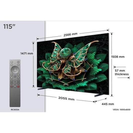 TV TCL QD Mini LED 115C7K 115" 4K Ultra HD 144Hz Smart TV Google TV Dolby Vision HDR10+