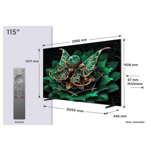 TV TCL QD-Mini LED 115C7K 115" 4K Smart TV WiFi Dolby Vision IQ Google TV