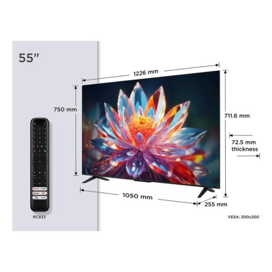TV TCL QLED 55T6C 55" 4K Smart TV WiFi Dolby Vision Chromecast