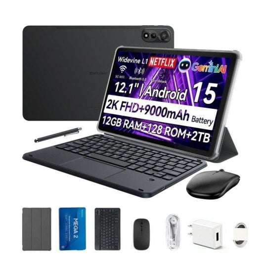 Blackview Mega 2 Tablet 4G 12" 8GB/128GB 9000mAh Android 15 Cinzento com Acessórios