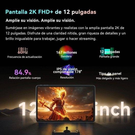 Tablet Blackview Mega 2 WiFi + 4G 12" 6GB 128GB Gris con Teclado y Stylus Pen