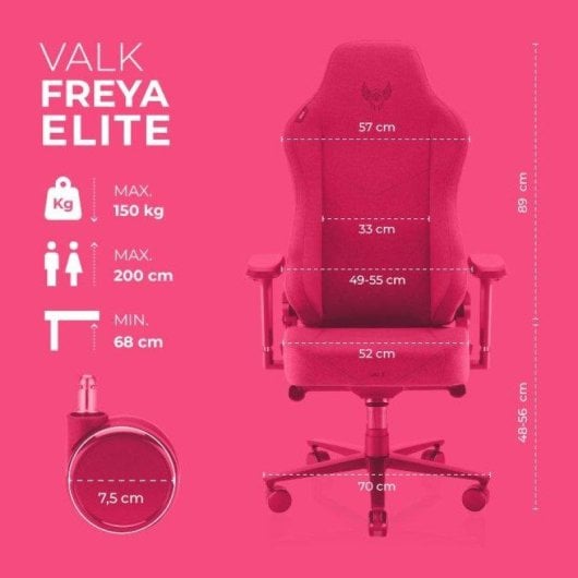 Valk Freya Elite Chaise Gaming en Tissu Gris Anthracite