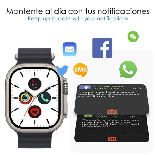Dam Electronics Smartwatch C9 Ultra Max Bluetooth 2.1" TFT IP67 Plateado Negro Pulsómetro SpO2