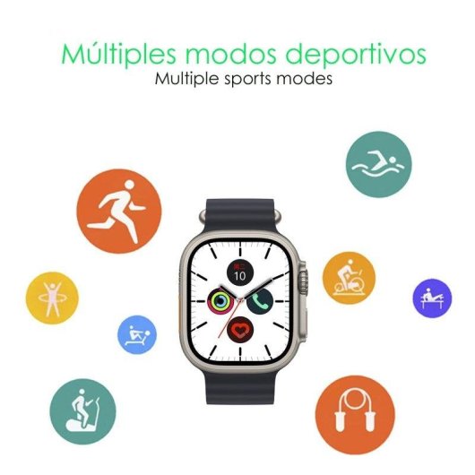 Dam Electronics Smartwatch C9 Ultra Max Bluetooth 2.1" TFT IP67 Plateado Negro Pulsómetro SpO2
