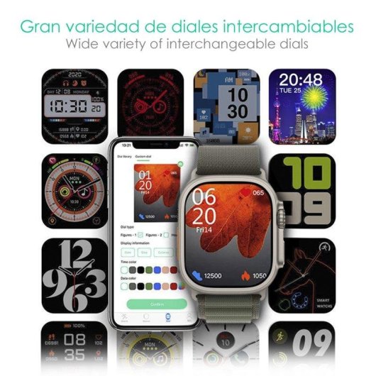 Dam Electronics Smartwatch C9 Ultra Max Bluetooth 2.1" TFT IP67 Plateado Negro Pulsómetro SpO2
