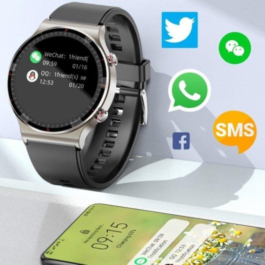 Dam Electronics G08 Bluetooth 1,3 pouces Écran Couleur Noir ECG SpO2 Suivi Sommeil 10 Sports