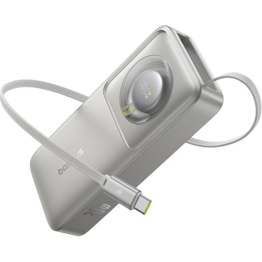 Power Bank Baseus Free2Pull 10000mAh 30W com Cabo Retrátil Cinzento