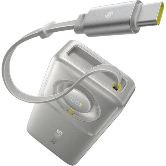 Power Bank Baseus Free2Pull 10000 mAh 30 W Apta para aviones Gris lunar