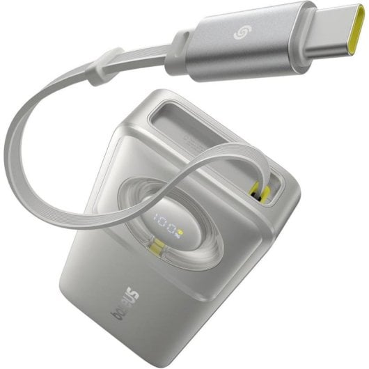 Power Bank Baseus Free2Pull 10000mAh 30W com Cabo Retrátil Cinzento