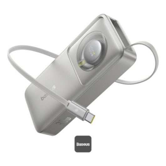 Power Bank Baseus Free2Pull 10000 mAh 30 W Apta para aviones Gris lunar