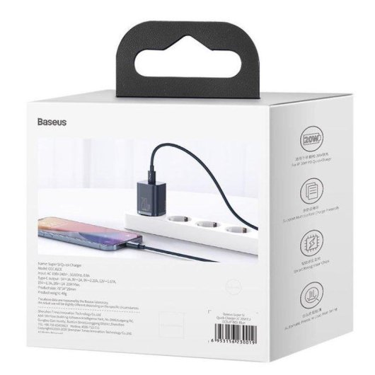 Chargeur Baseus CCSUP-B03 Super Si 20W USB-C Bleu Compact