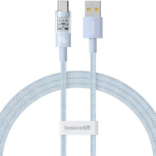 Câble USB Baseus Gem 1m 100W USB-C Tressé Bleu Galaxie