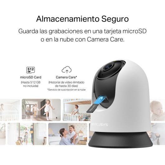 Mercusys MC210 Cámara de Vigilancia 2K 3MP, Visión 360º, Visión Nocturna, Detección IA