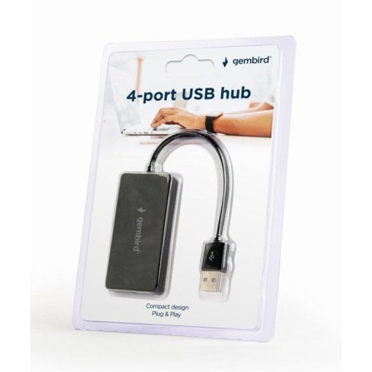 Hub Gembird 4 ports 480 Mbit/s UHB-U2P4-04 câble USB intégré