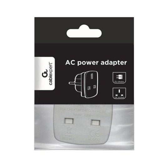 Adaptador Gembird A-AC-UKEU-001 Tomada Tipo G para Schuko 1 Tomada 7,5A Branco