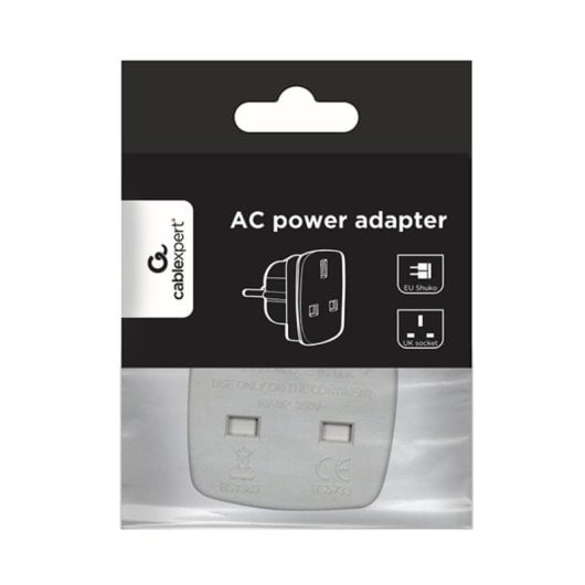 Adaptador Gembird A-AC-UKEU-001 Tomada Tipo G para Schuko 1 Tomada 7,5A Branco