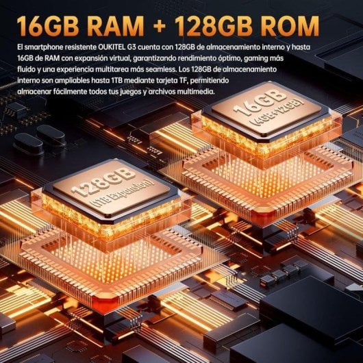 Oukitel G3 4GB/128GB 6.0" HD+ 4G Dual SIM IP69K Bateria 6300mAh Android 14 Preto
