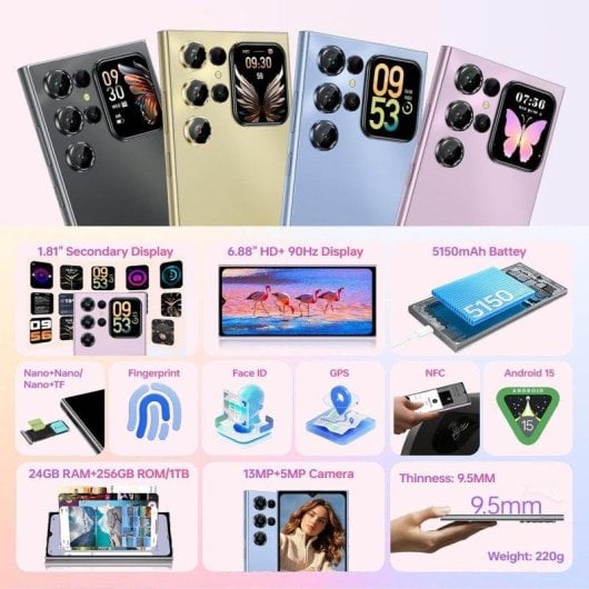 Oukitel C62 Pro 8GB/256GB 6.88" IPS HD+ 90Hz 4G Dual SIM Bateria 5150mAh NFC Android 15 Azul