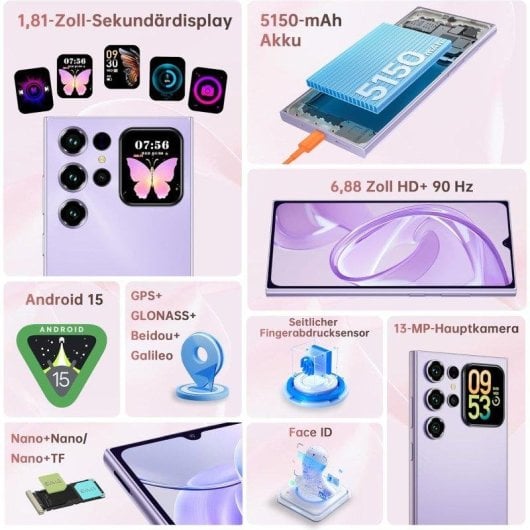 Oukitel C62 4GB/128GB 6.88" IPS 90Hz 4G Dual SIM Bateria 5150mAh Android 15 Preto