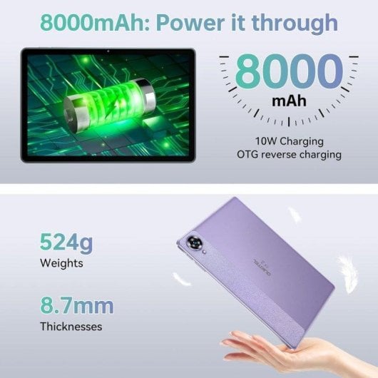 Tablet Oukitel OT11 11" 128GB 4G 8000mAh Android 14 Morado