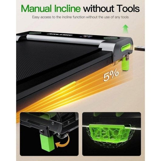 Passadeira de Correr AKLUER 480L-A com inclinação ajustável, motor 2,5 HP e ecrã LED, preta