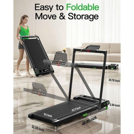 Passadeira de Correr AKLUER 480L-B 2.5HP Dobrável com Inclinação Ajustável, Ecrã LED e Controlo Remoto Preto