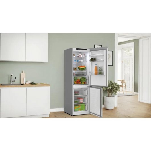 Réfrigérateur Combiné Bosch KGN362LAF No Frost 186 cm 321 L A Métallique